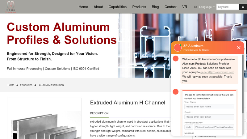 Extruded Aluminum H Channel Manufacturers and Suppliers