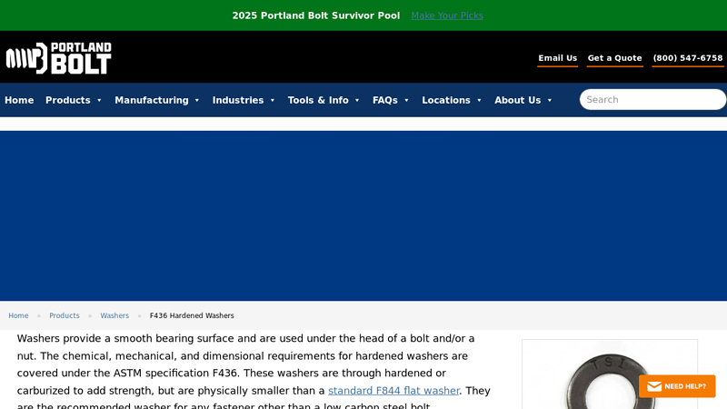 F436 Hardened Washers