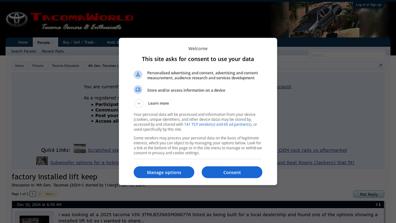 factory installed lift keep