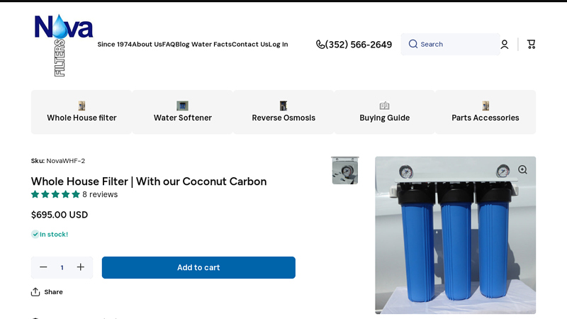 Filtered Water: Coconut Carbon Whole House Filter