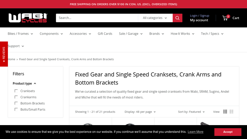 Fixed Gear and Single Speed Cranksets
