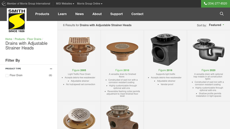 Floor Drains with Adjustable Strainer Heads