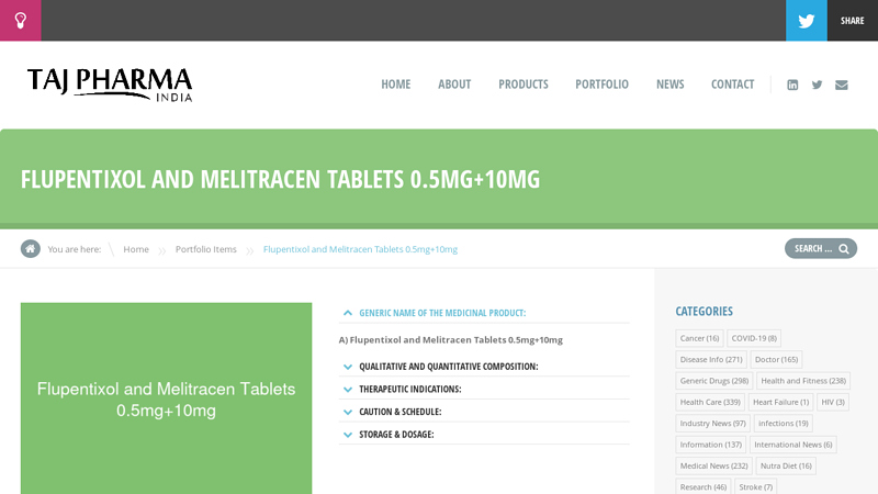 Flupentixol and Melitracen Tablets 0.5mg+10mg