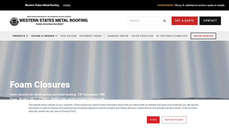 Foam Closures For Metal Roofing Panels