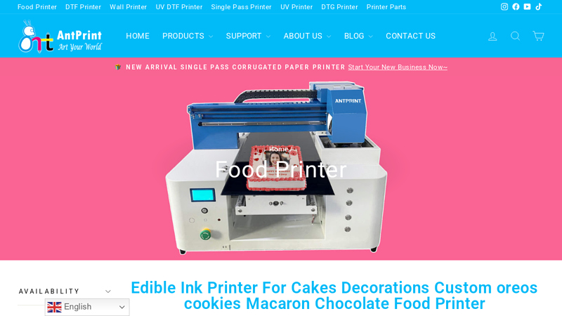 Food Printer Direct To Cakes cookies Macaron Chocolate etc.