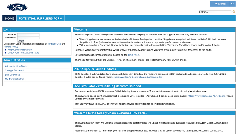 Ford Supplier Portal
