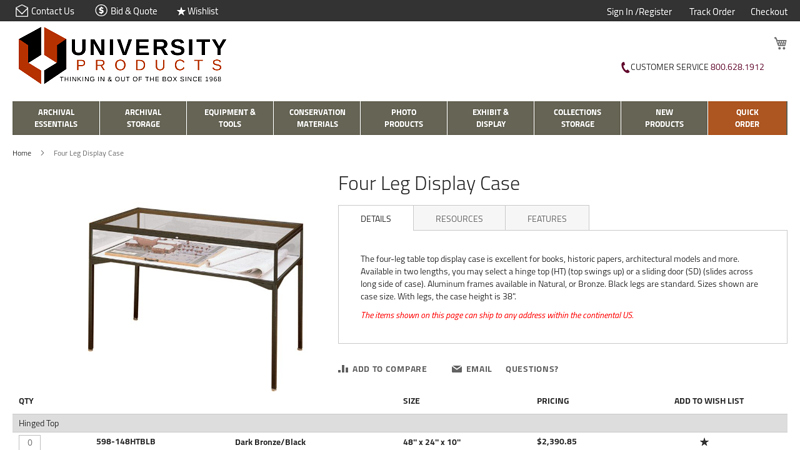 Four Leg Display Case
