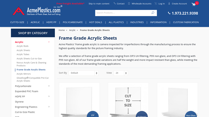 Frame Grade Acrylic Sheets