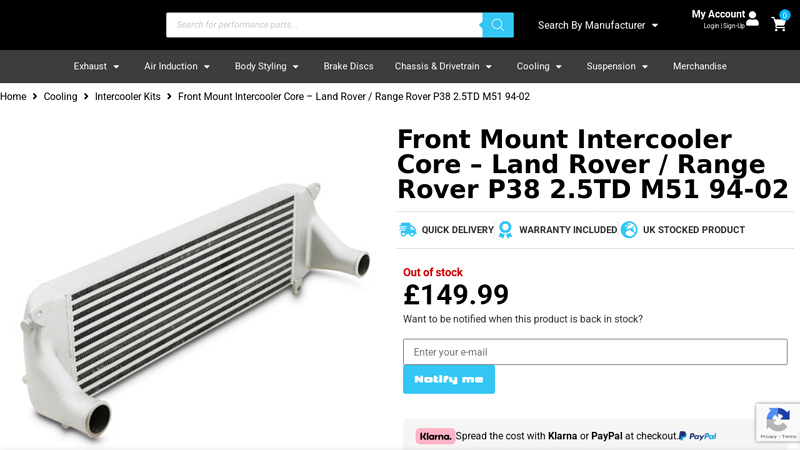 Front Mount Intercooler Core
