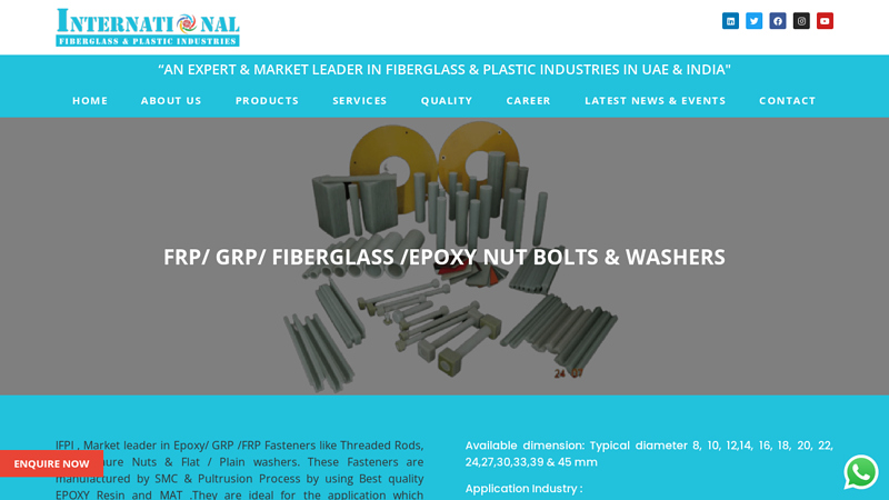 FRP/ GRP/ Fiberglass /Epoxy Nut Bolts & Washers
