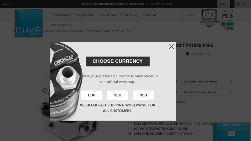 Fuel Pressure Regulator FPR100s E85 Proof from Nuke Performance