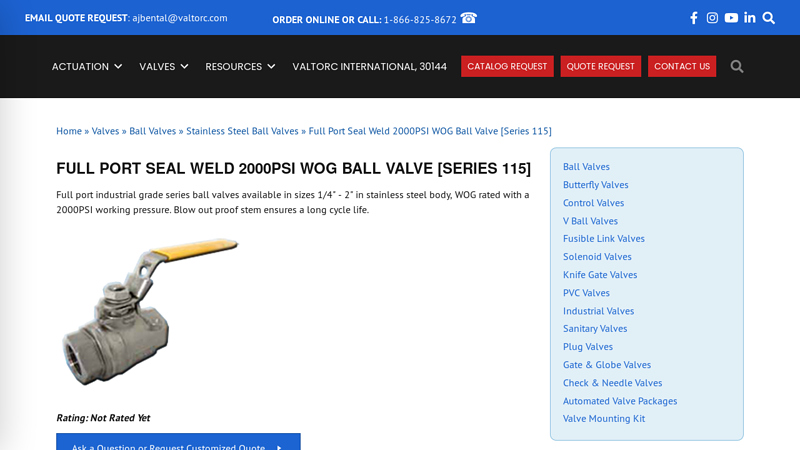 Full Port Seal Weld 2000PSI WOG Ball Valve [Series 115]