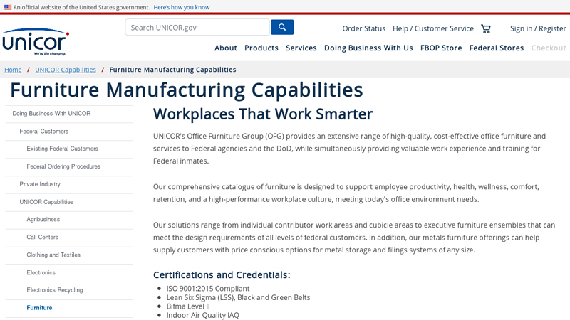 Furniture Manufacturing Capabilities