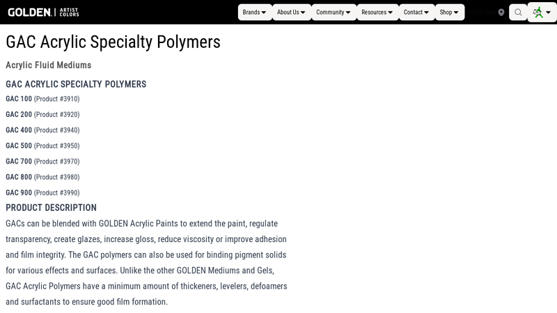 GAC Acrylic Specialty Polymers