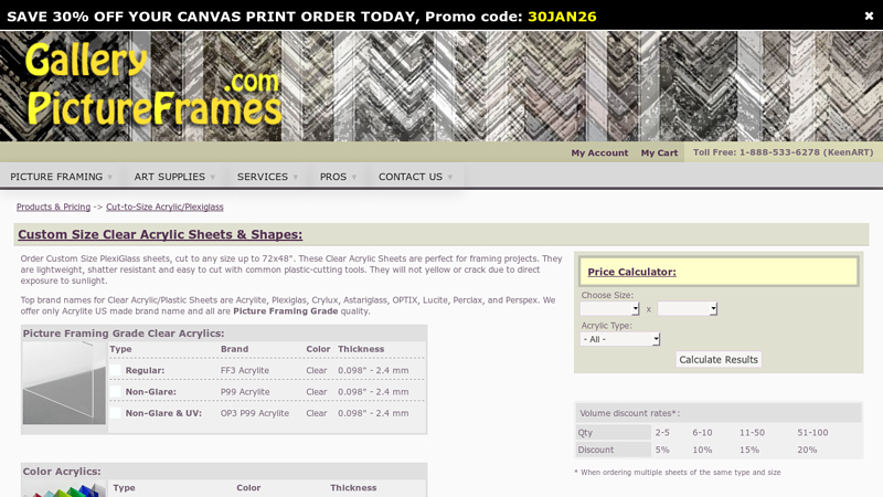 Gallery Picture Frames Custom Size Clear Acrylic Sheets