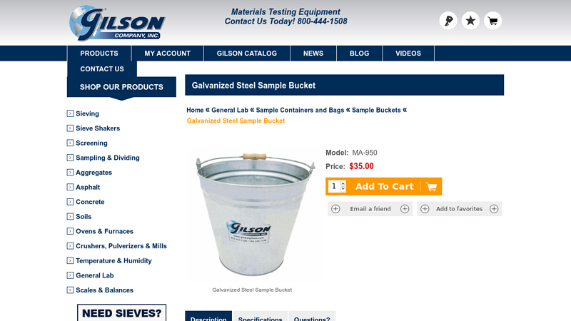 Galvanized Steel Sample Bucket