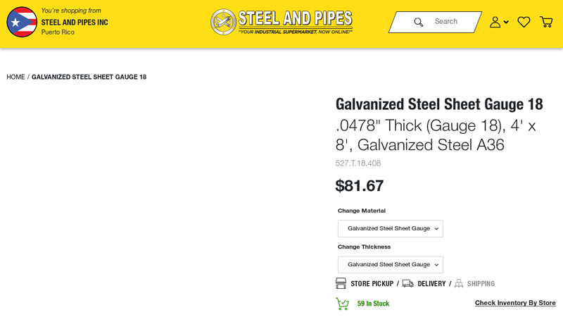 Galvanized Steel Sheet Gauge 18