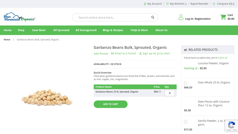 Garbanzo Beans Bulk, Sprouted, Organic
