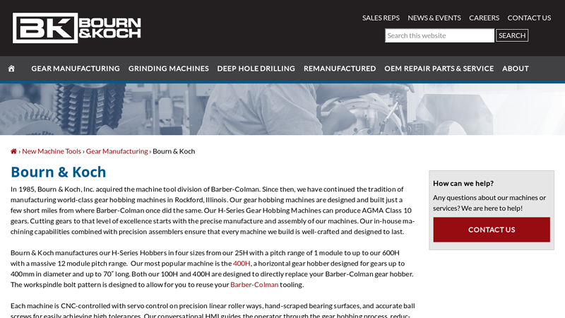 Gear Hobbing Machine Tools Made in America by Bourn & Koch