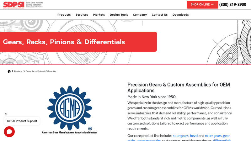 Gears, Racks, Pinions & Differentials
