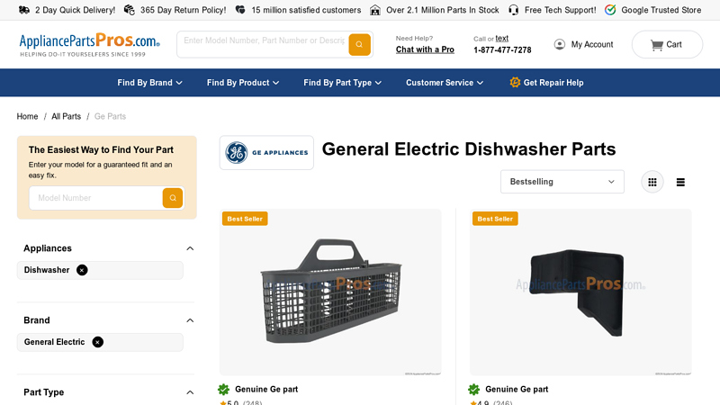 Genuine General Electric Dishwasher Parts