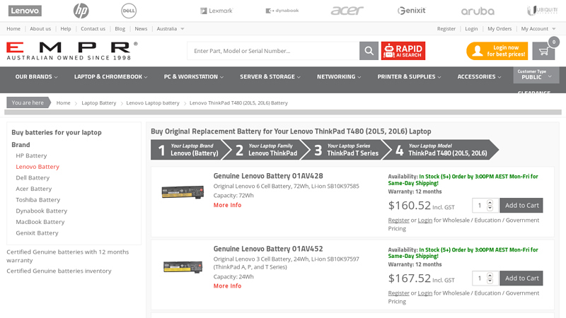 Genuine Lenovo ThinkPad T480 (20L5, 20L6) Battery Replacement