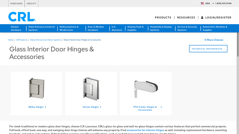 Glass Interior Door Hinges & Accessories