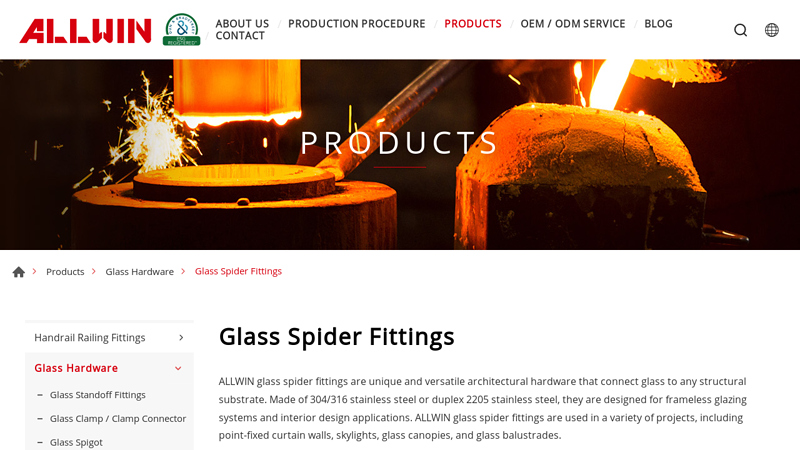 Glass Spider Fittings