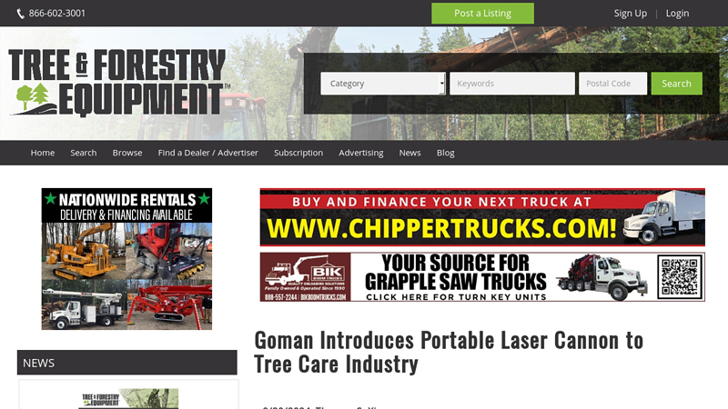 Goman Introduces Portable Laser Cannon to Tree Care Industry