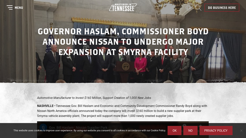 Governor Haslam, Commissioner Boyd Announce Nissan to ...