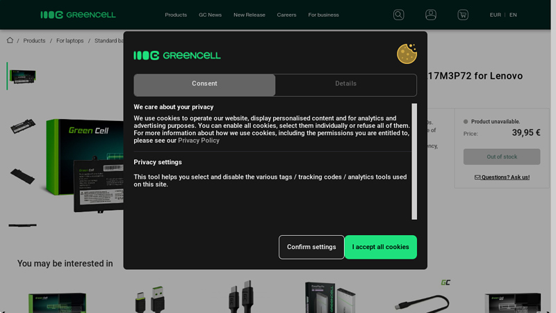 Green Cell Battery L17L3P71 L17M3P71 L17M3P72 for Lenovo ...