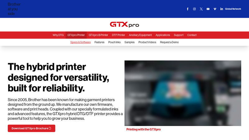 GTXpro Direct to Garment Printer Specifications