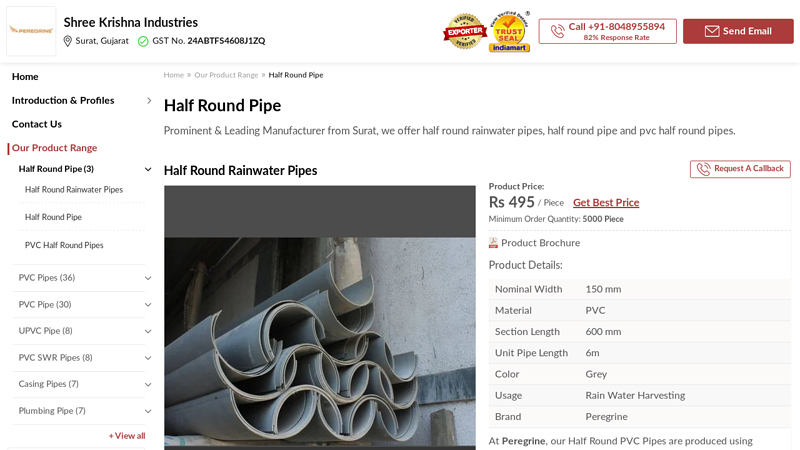 Half Round Rainwater Pipes Manufacturer from Surat