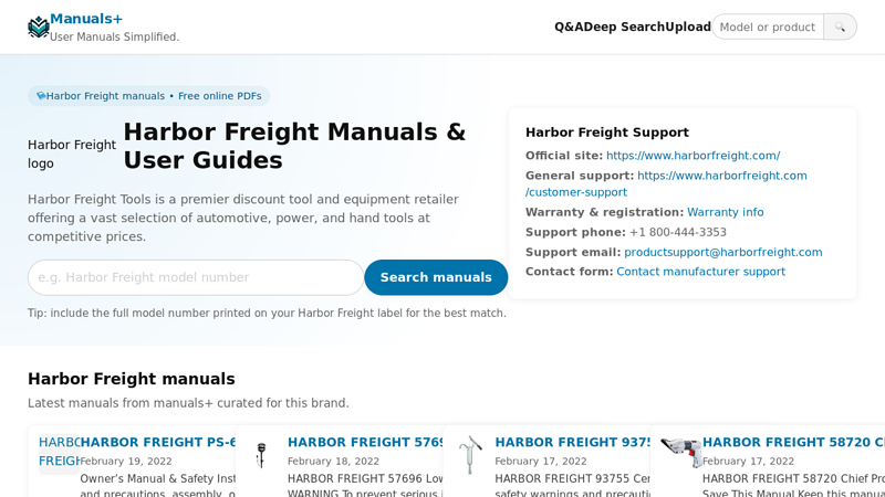 Harbor Freight Manuals & User Guides