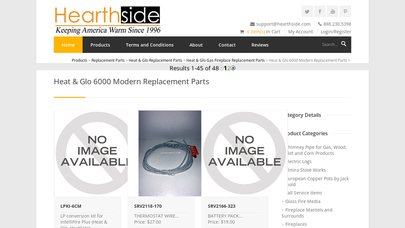 Heat & Glo 6000 Modern Replacement Parts