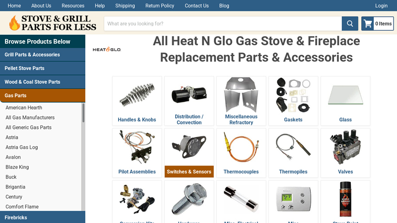 Heat N Glo Gas Stove & Fireplace Parts
