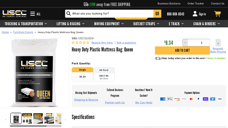 Heavy Duty Plastic Mattress Bag: Queen