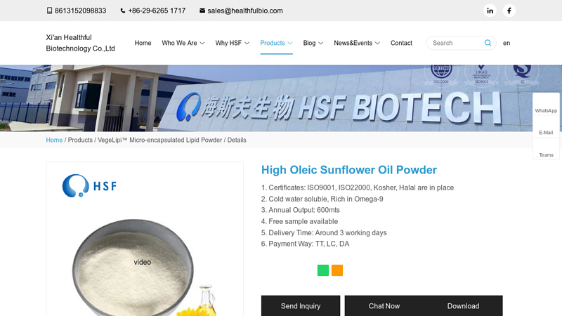 High Oleic Sunflower Oil Powder