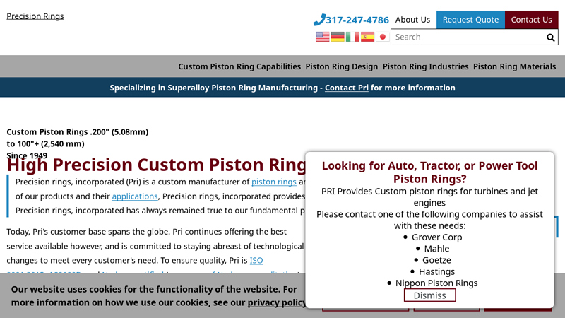 High Precision Custom Piston Rings & Seal Rings