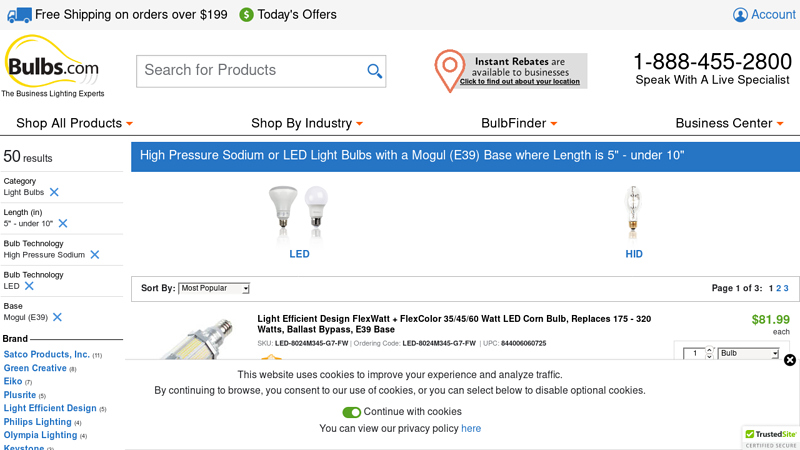 High Pressure Sodium or LED Light Bulbs with a Mogul (E39) Base ...