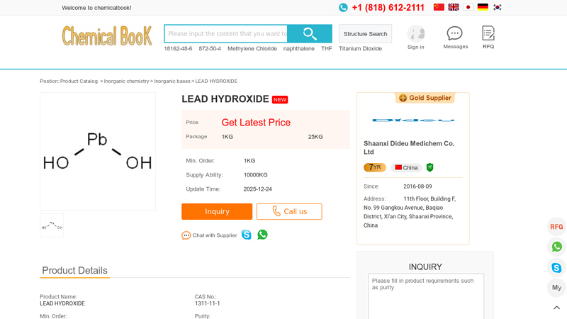 High quality LEAD HYDROXIDE CAS No 1311