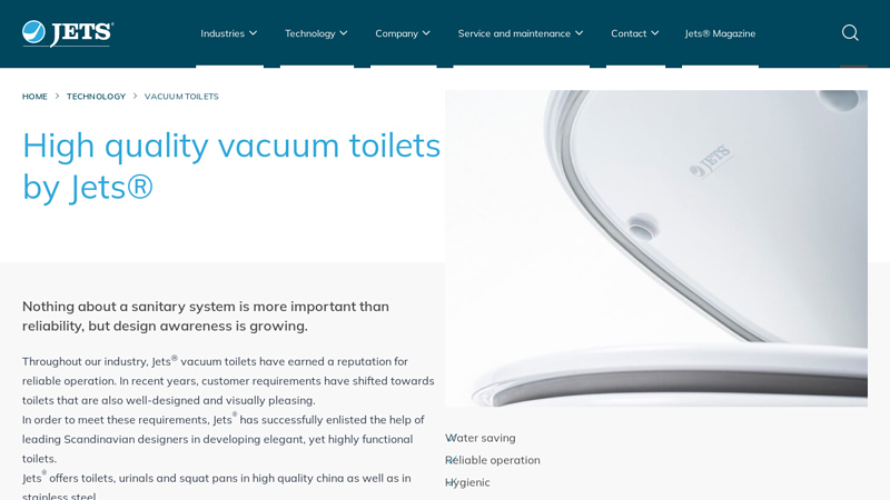 High quality vacuum toilets by Jets