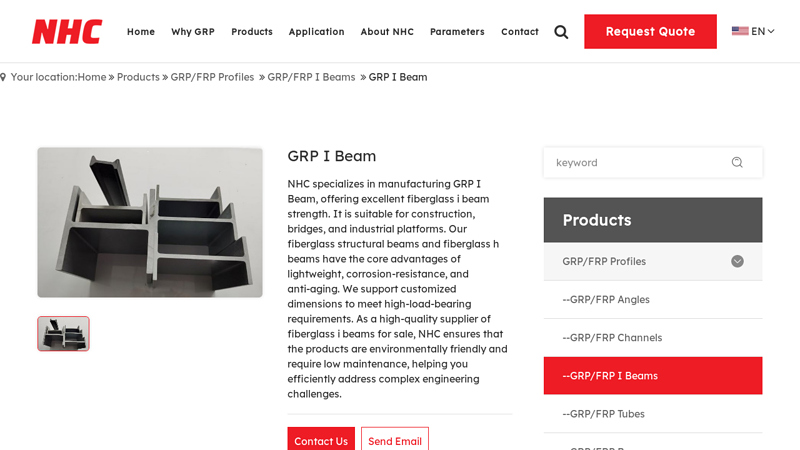 High-strength GRP I Beams For sale