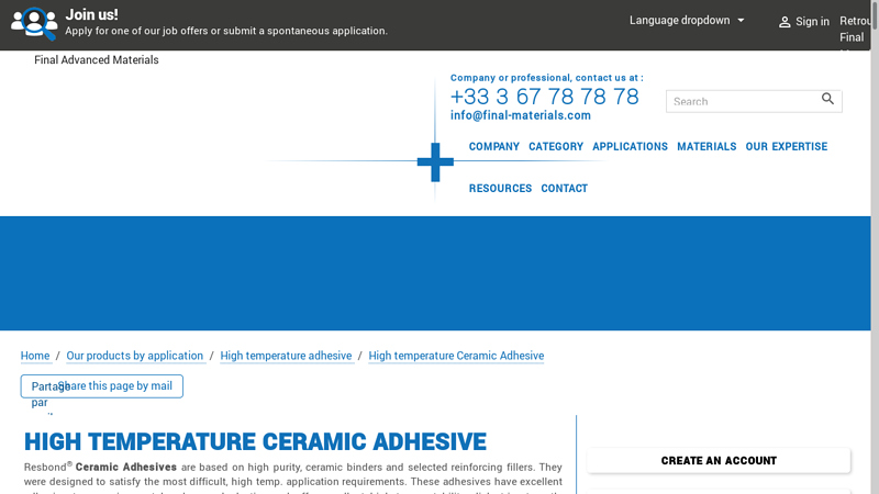 High temperature ceramic adhesive