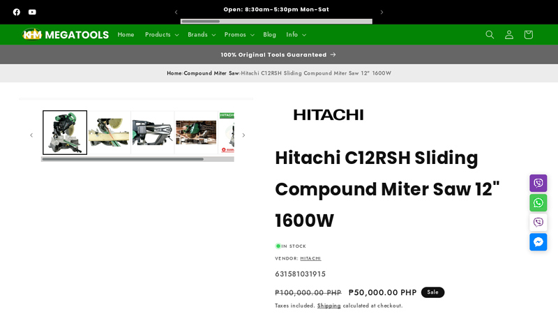 Hitachi C12RSH Sliding Compound Miter Saw 12