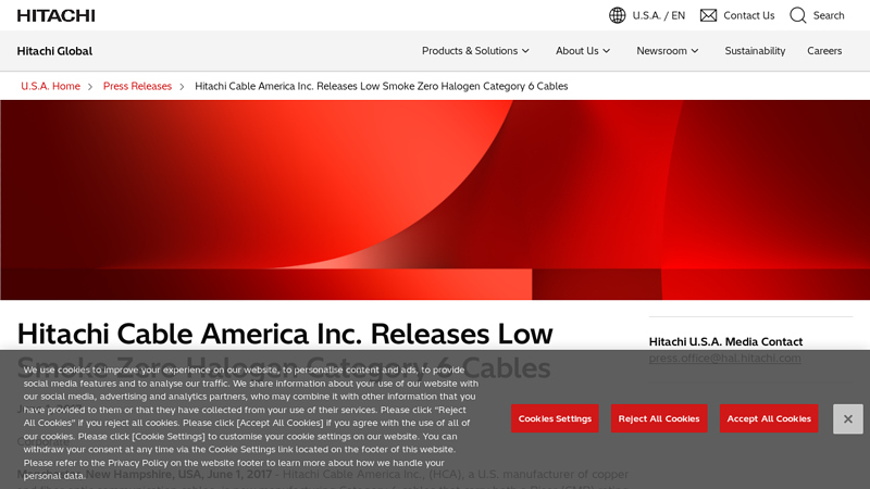 Hitachi Cable America Inc. Releases Low Smoke Zero Halogen ...