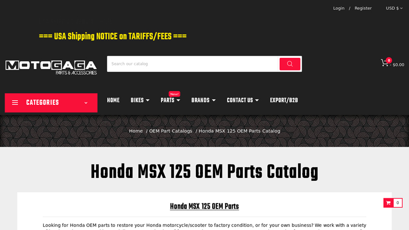 Honda MSX 125 OEM Parts Catalog
