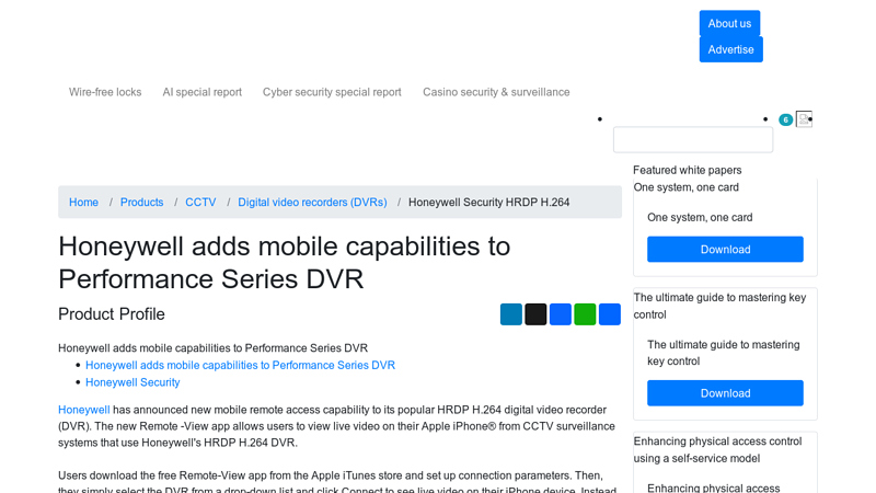 Honeywell HRDP H.264 DVR Specs