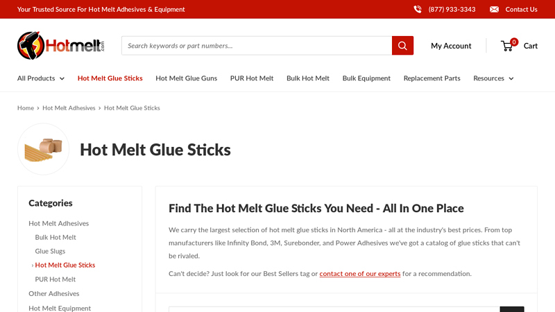 Hot Melt Glue Sticks & Adhesives at Hotmelt.com