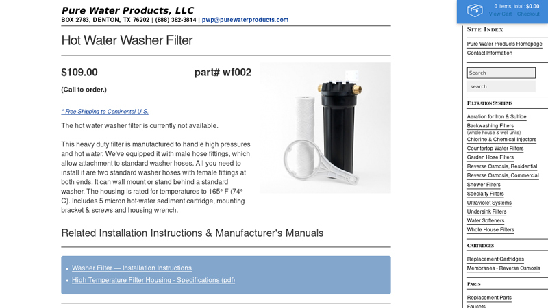 Hot Water Washer Filter